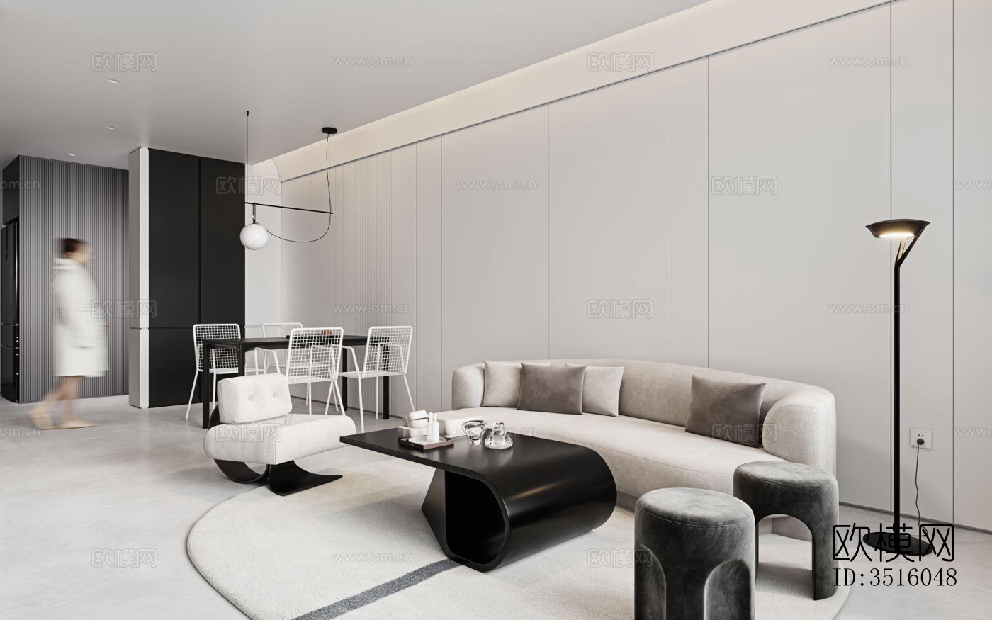 现代平层效果图下载（渲染图15）