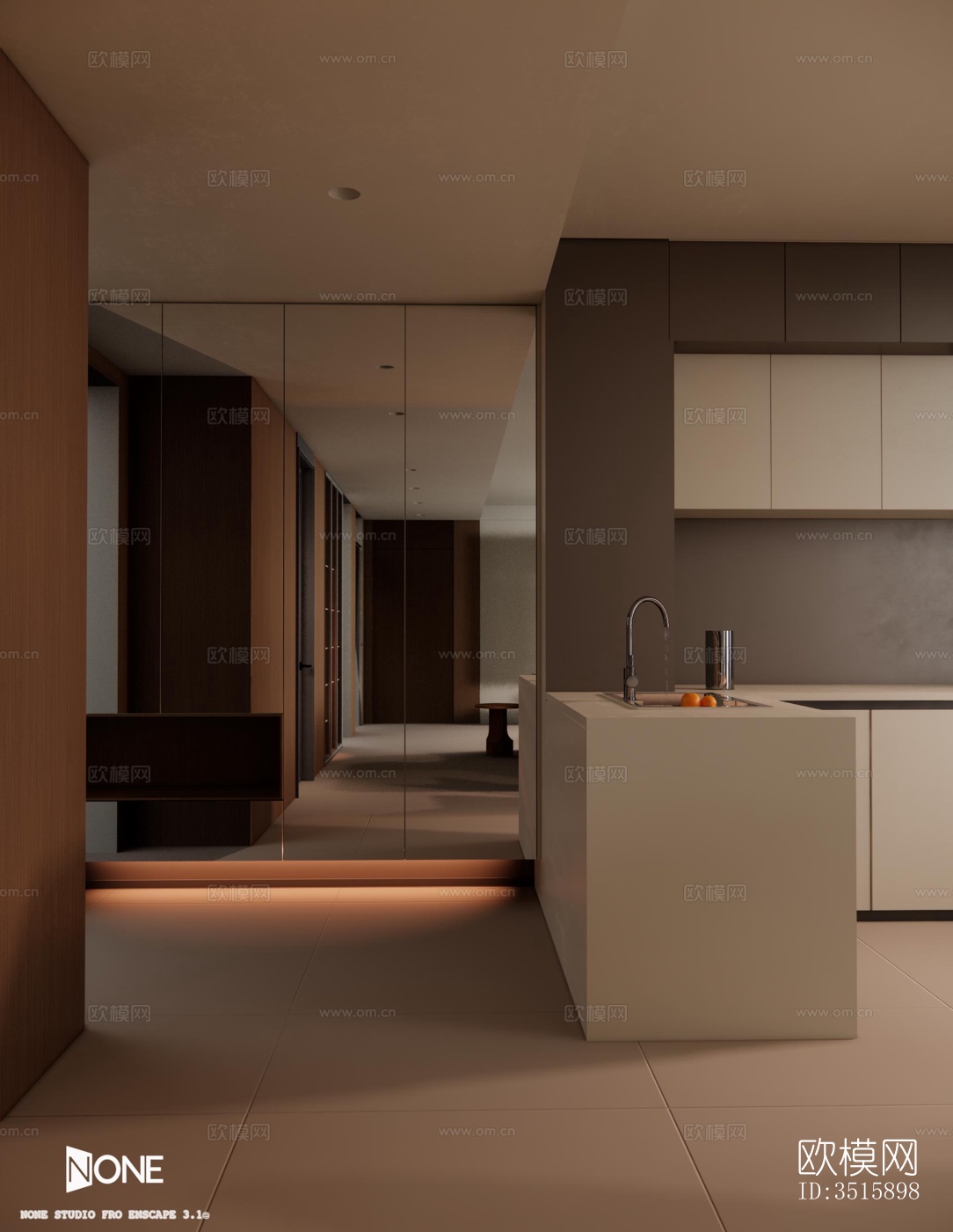 现代平层效果图下载（渲染图4）