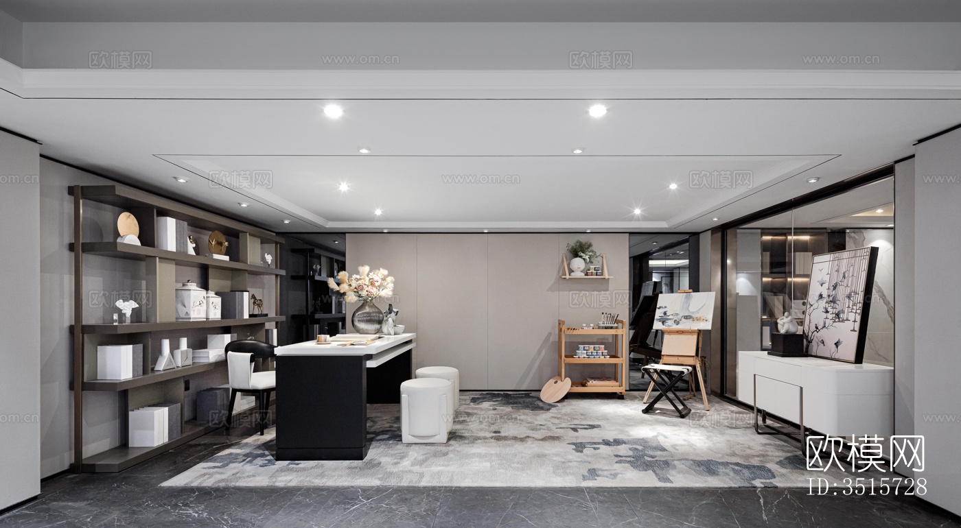 现代平层效果图下载（渲染图8）