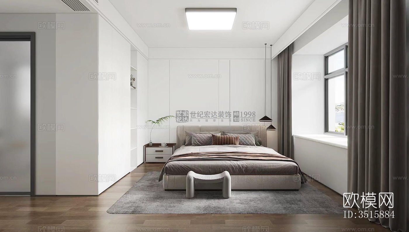 现代平层效果图下载（渲染图3）