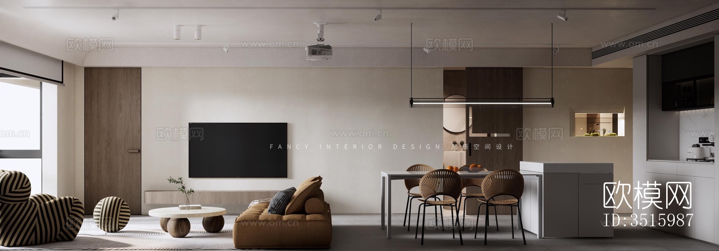 现代平层效果图下载（渲染图12）