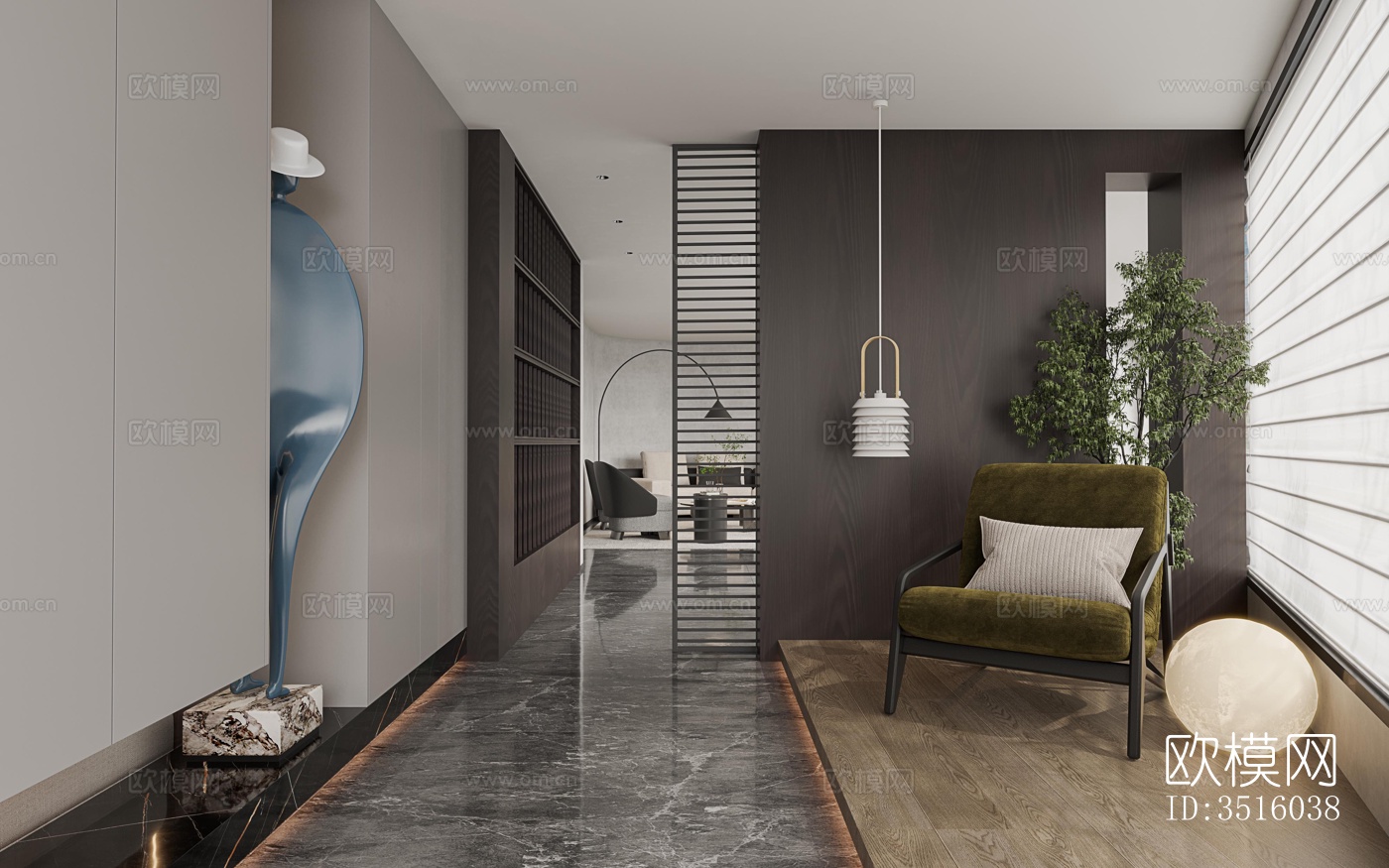 现代平层效果图下载（渲染图1）