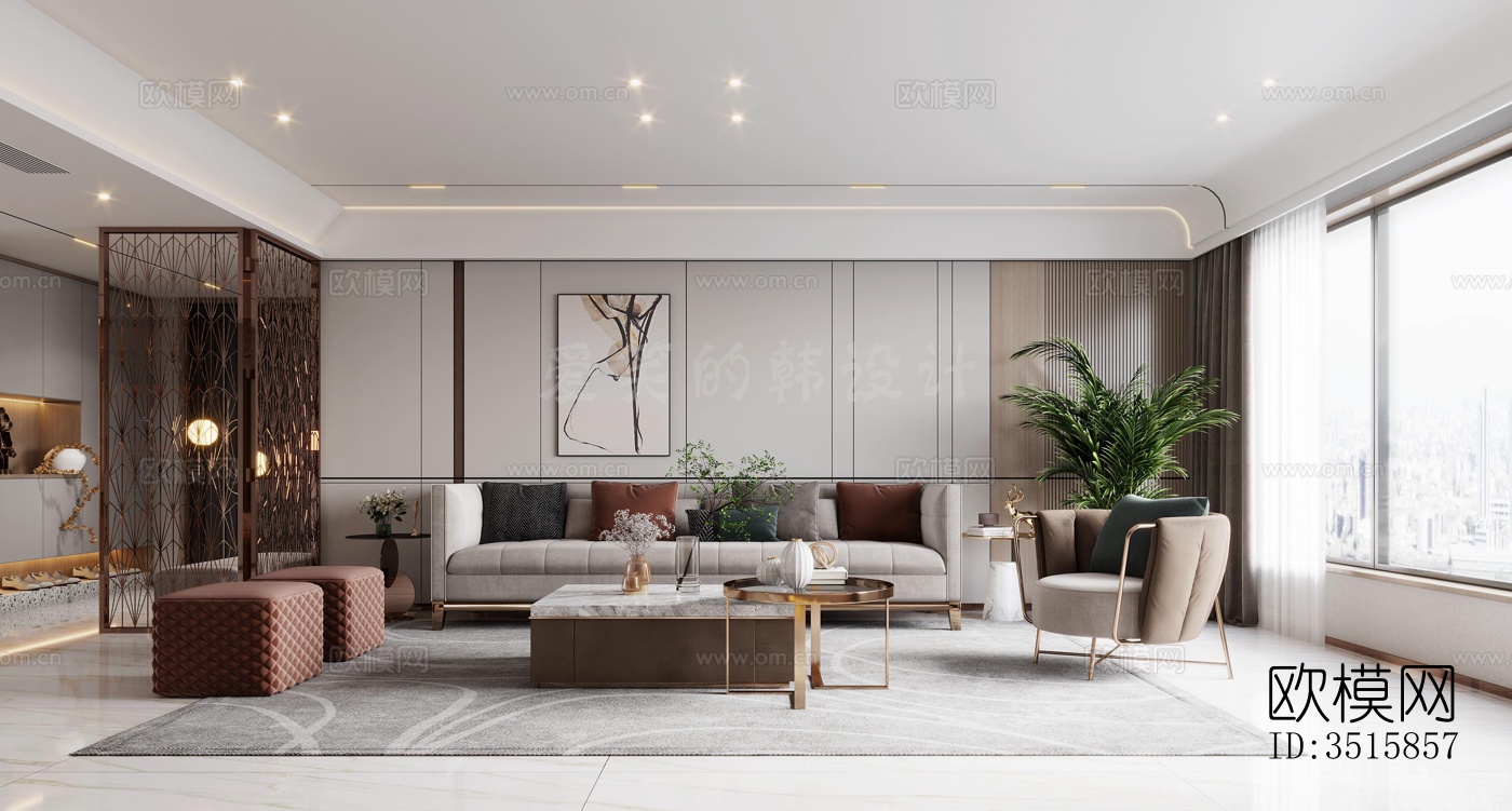 现代平层效果图下载（渲染图3）