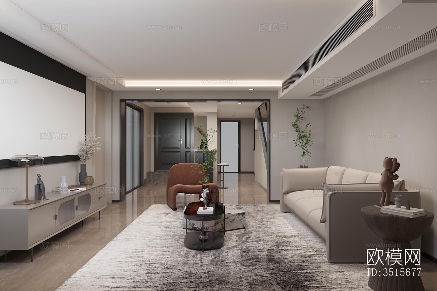 现代平层效果图下载（渲染图9）