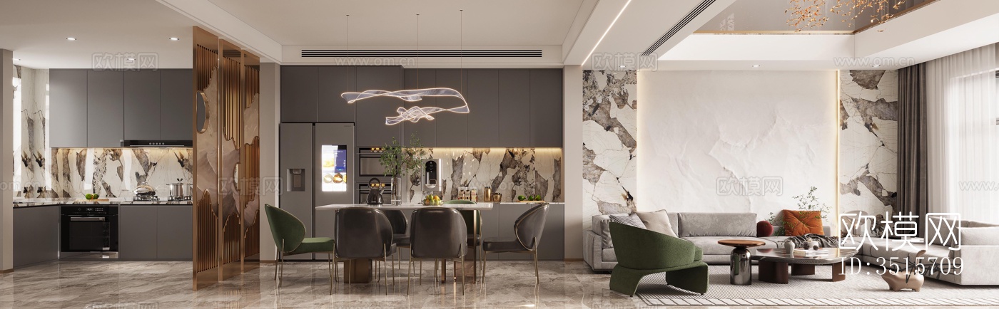 现代平层效果图下载（渲染图2）