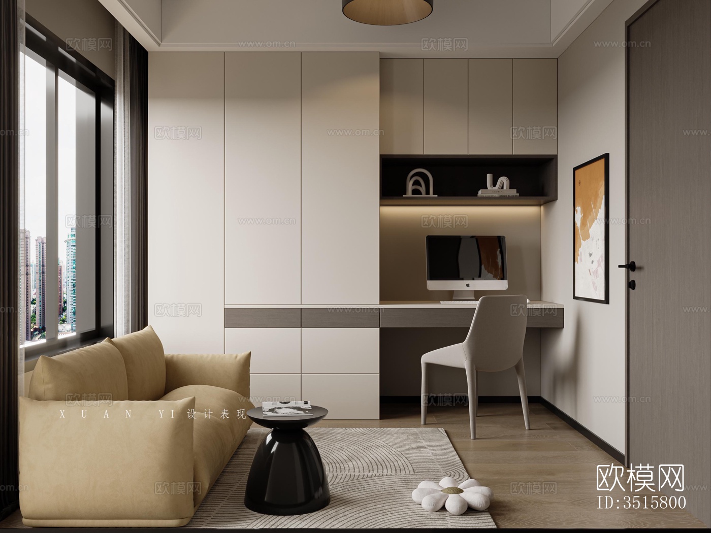 现代平层效果图下载（渲染图6）