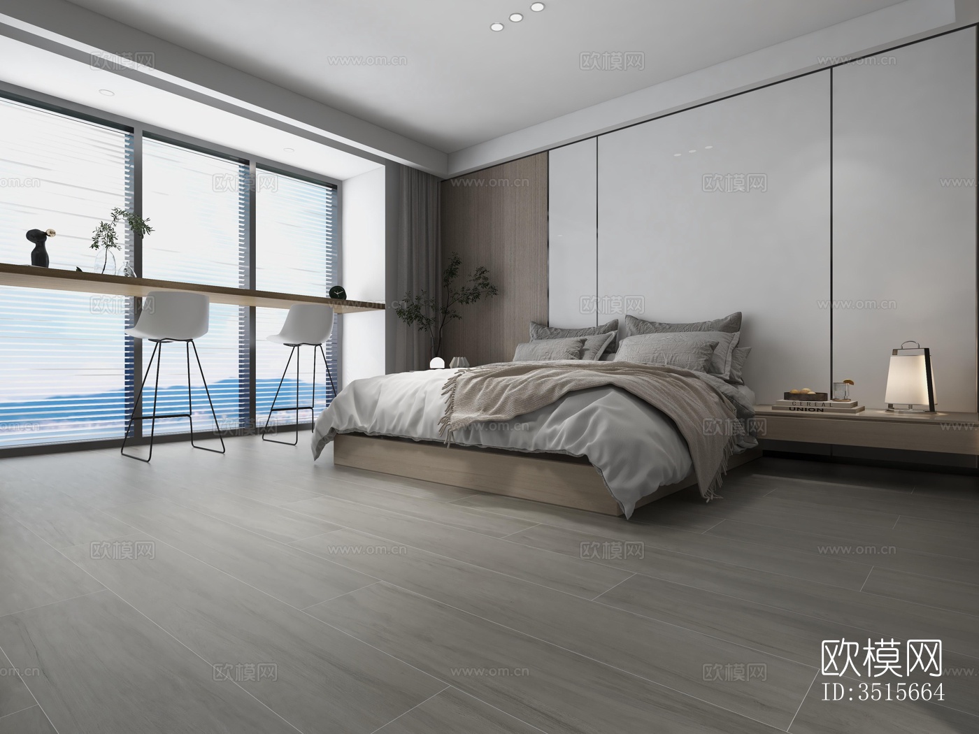 现代卧室效果图下载（渲染图1）