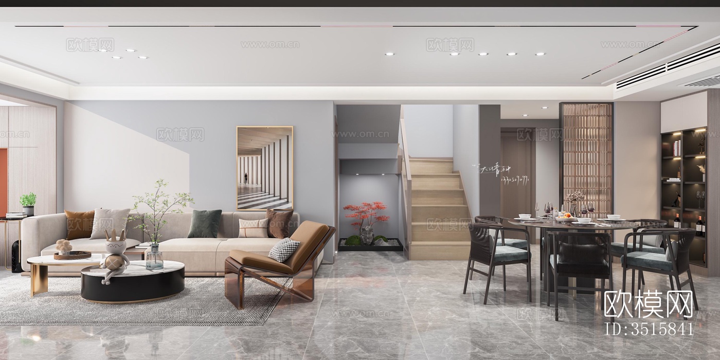 现代平层效果图下载（渲染图10）