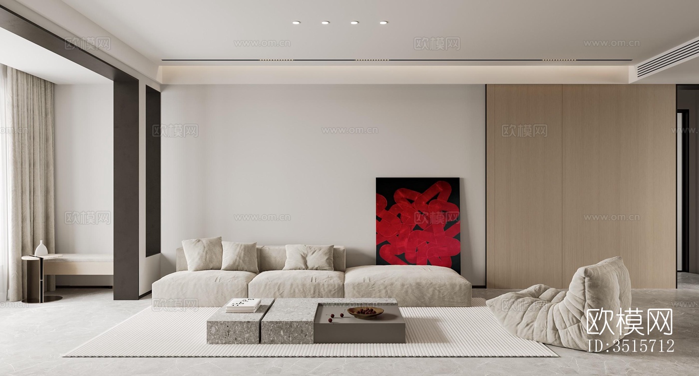 现代平层效果图下载（渲染图6）