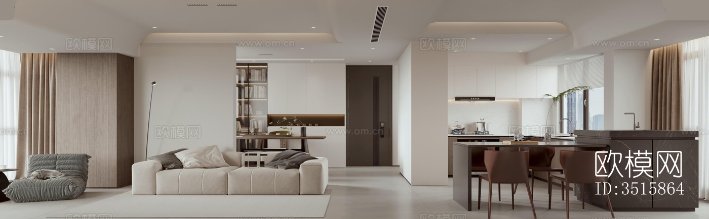 现代平层效果图下载（渲染图2）