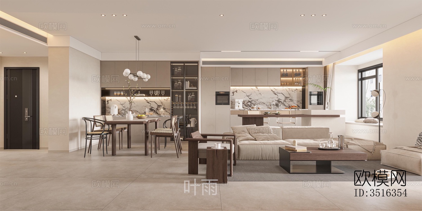 现代平层效果图下载（渲染图4）