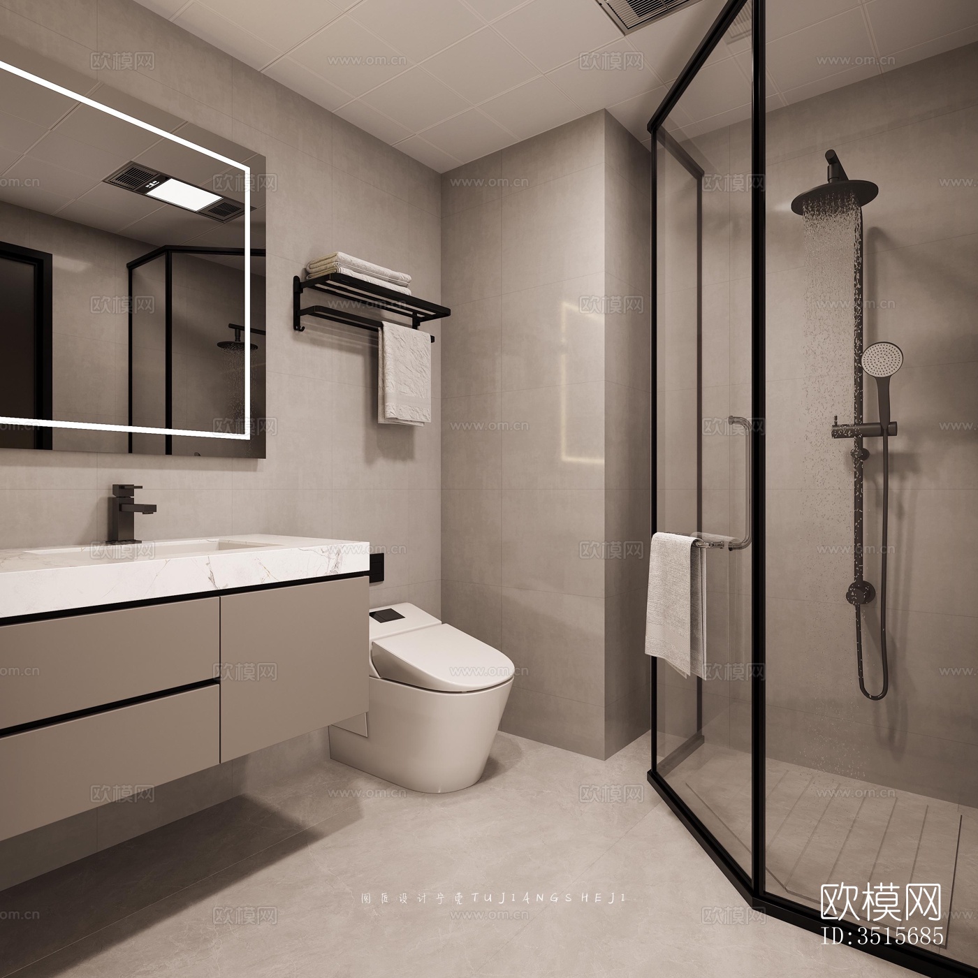 现代平层效果图下载（渲染图6）