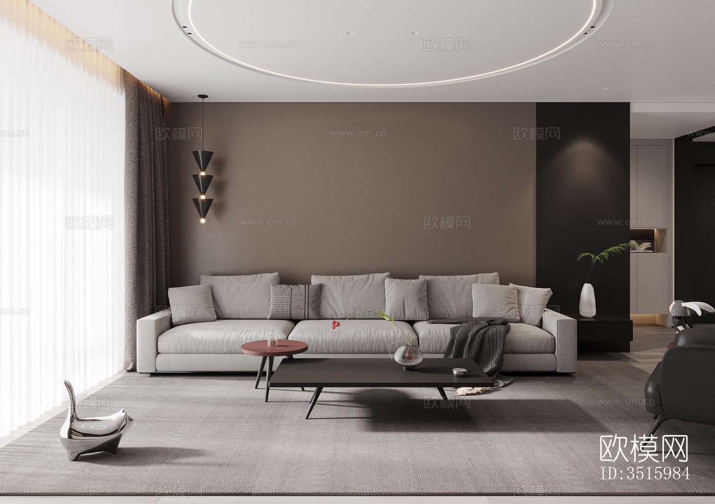 现代平层效果图下载（渲染图6）