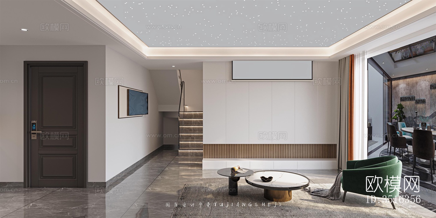 现代平层效果图下载（渲染图4）