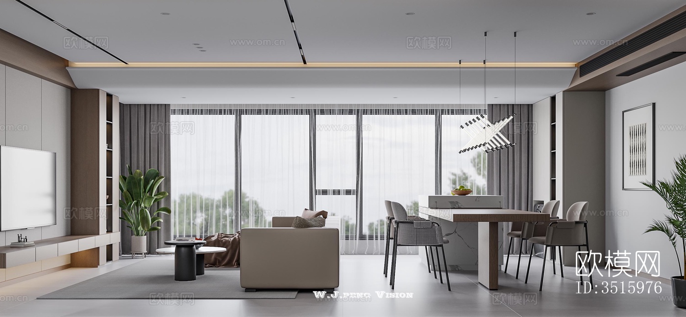 现代平层效果图下载（渲染图8）