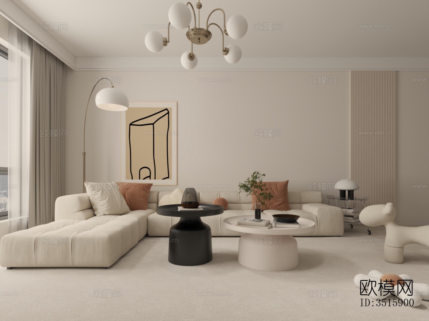 现代平层效果图下载（渲染图4）