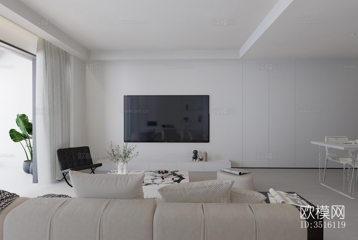 现代平层效果图下载（渲染图2）