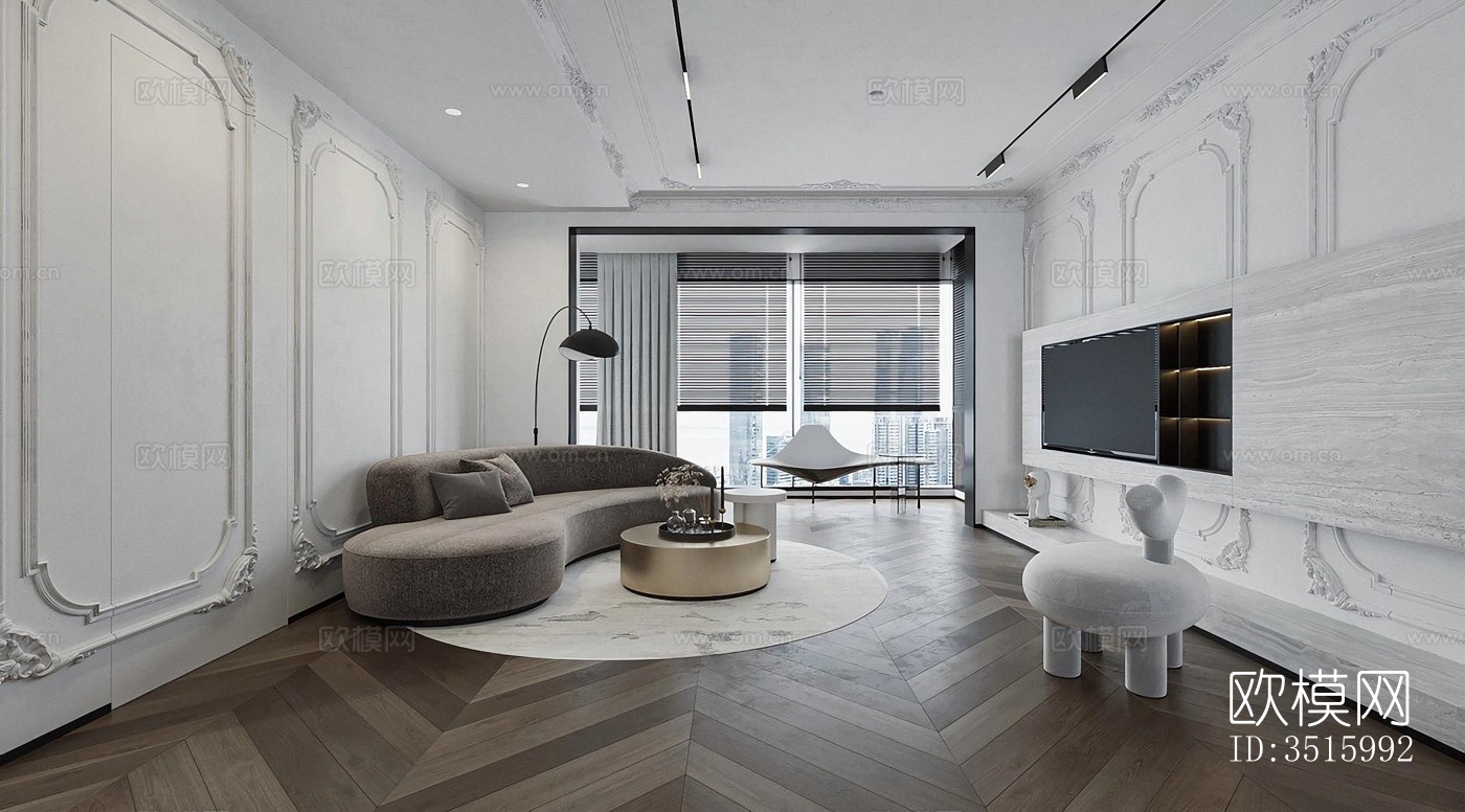 现代平层效果图下载（渲染图1）