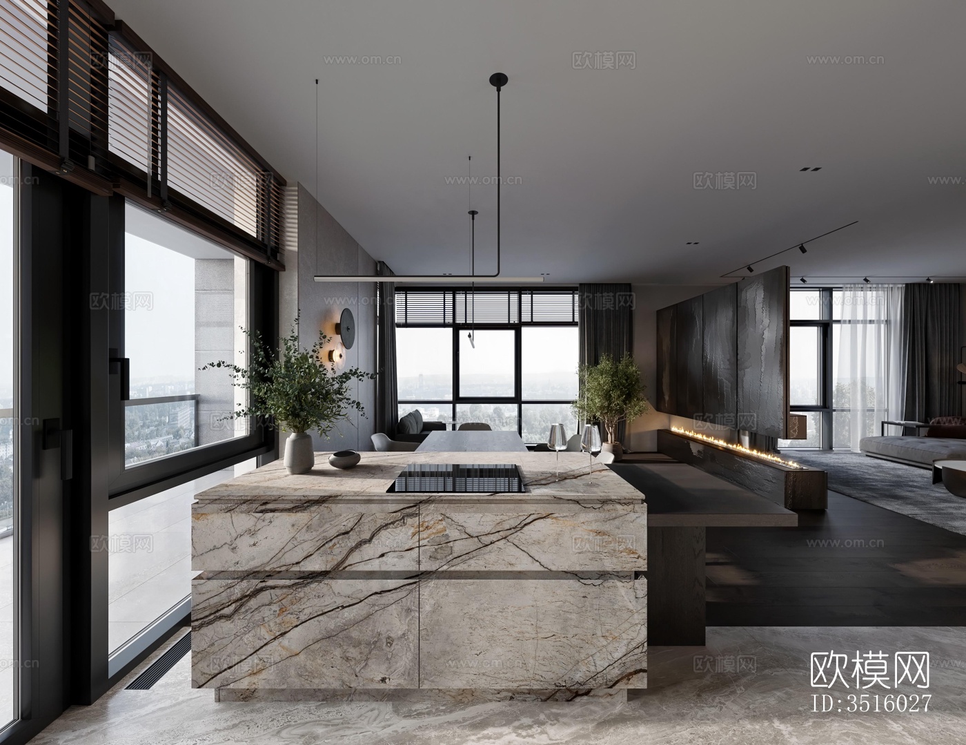 现代平层效果图下载（渲染图5）