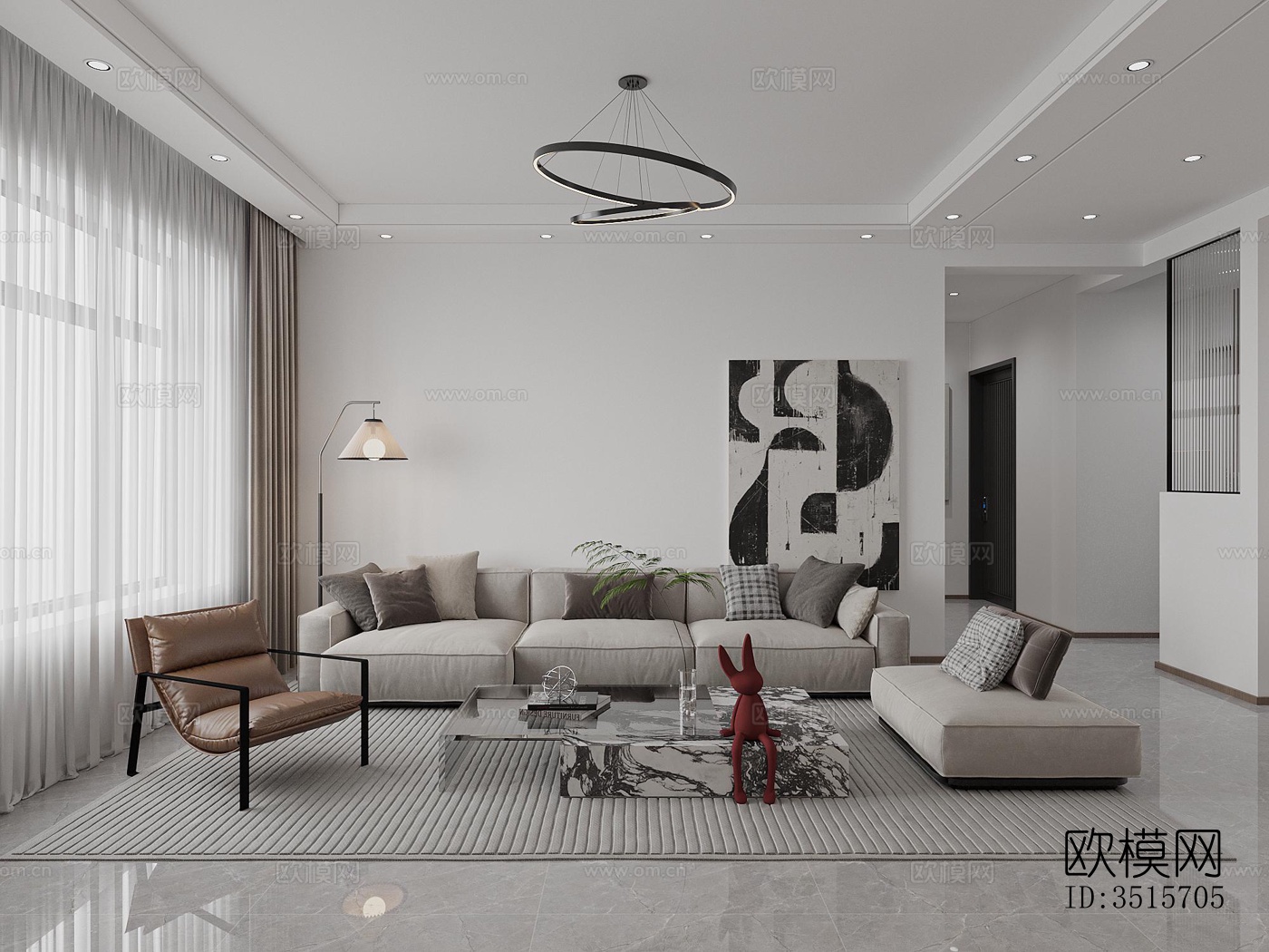 现代平层效果图下载（渲染图6）