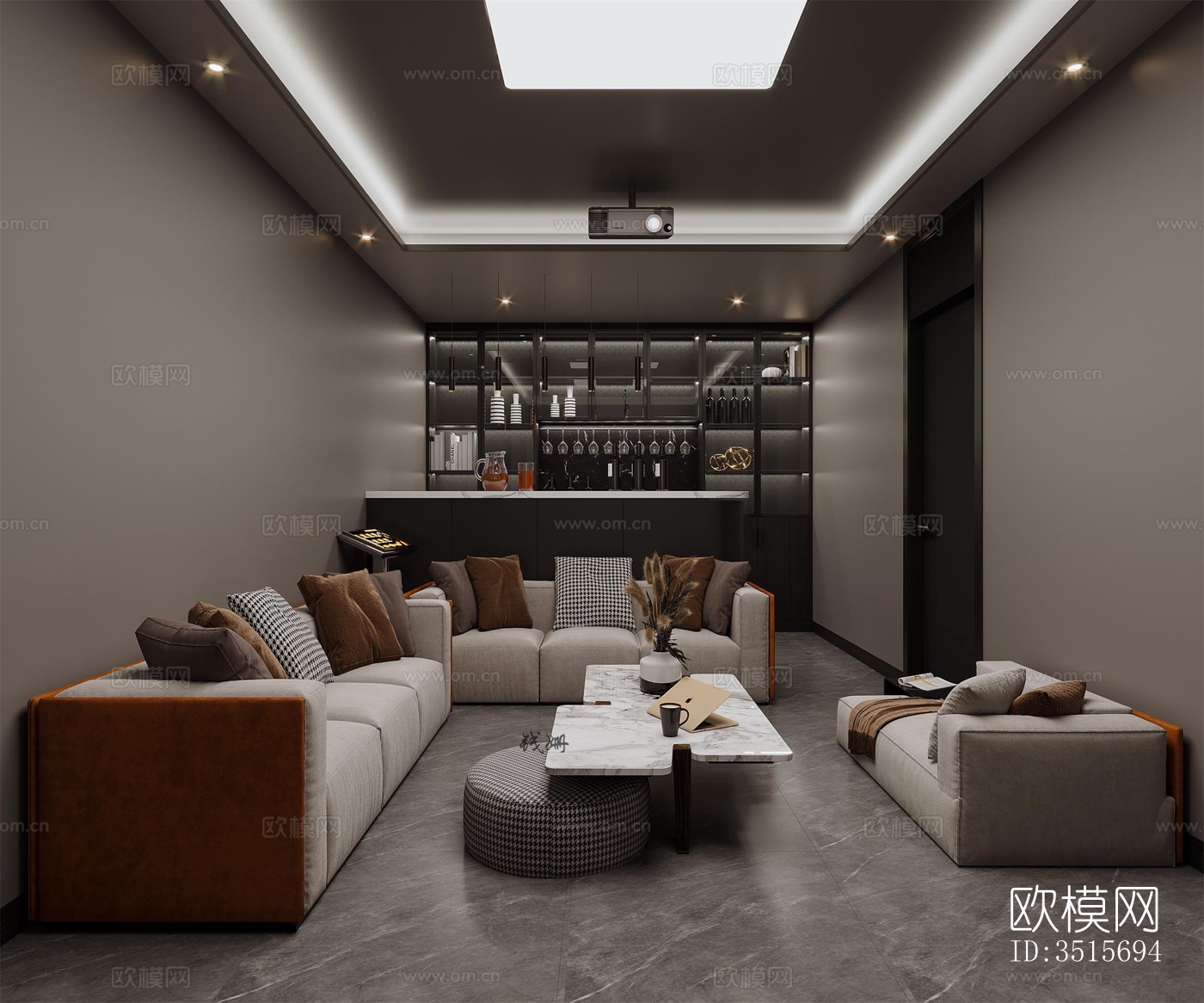 现代平层效果图下载（渲染图3）