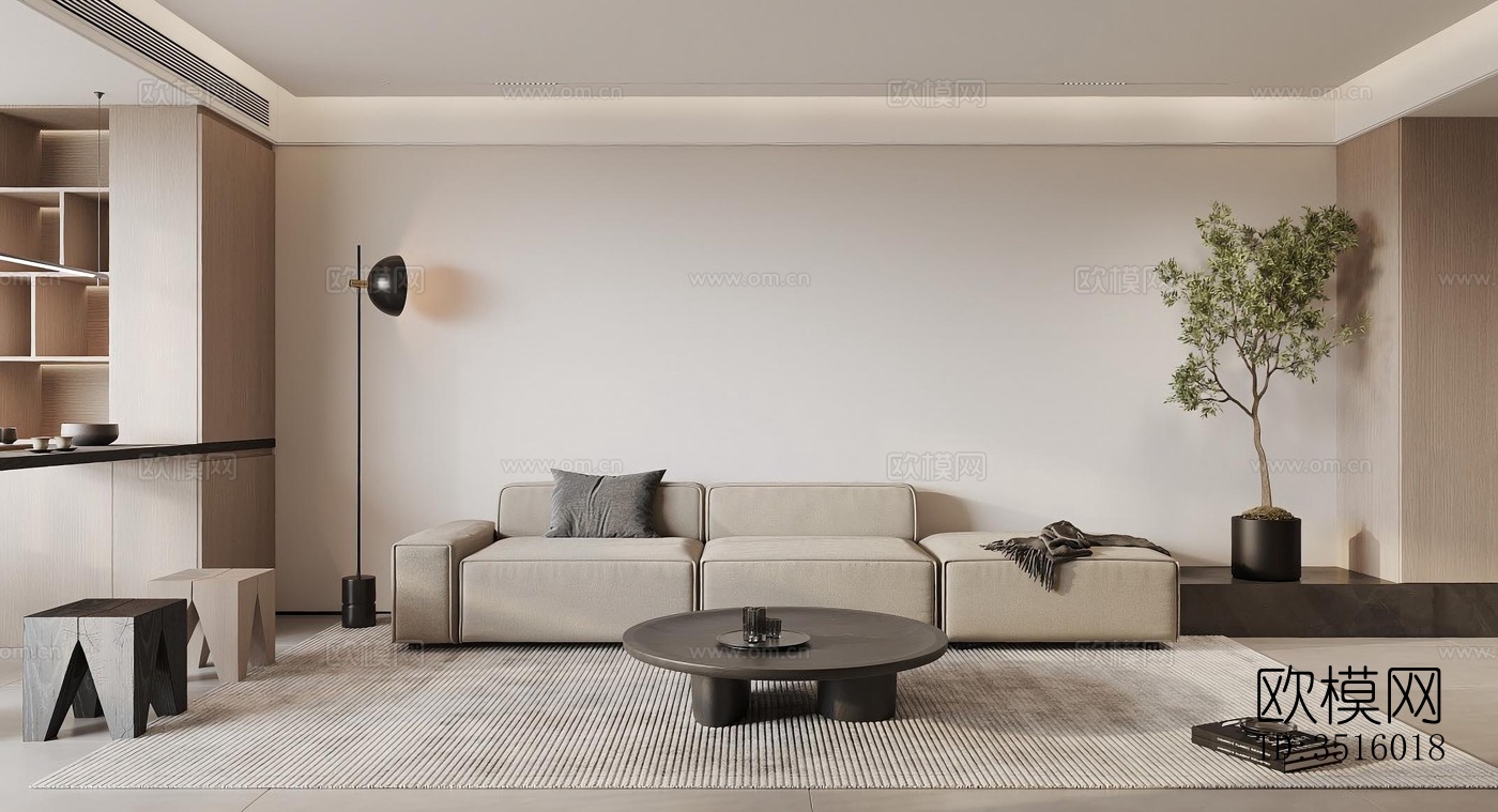 现代平层效果图下载（渲染图3）