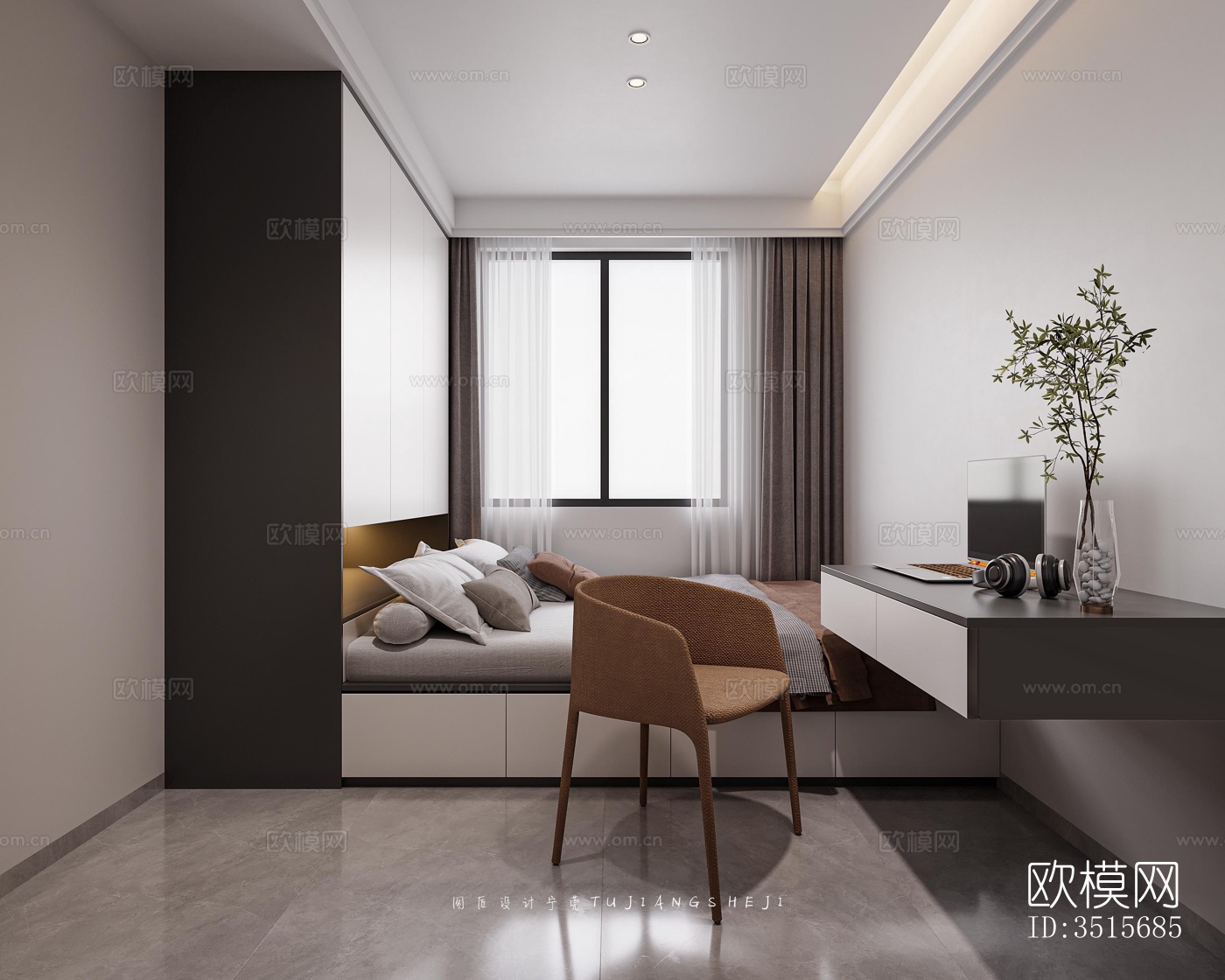 现代平层效果图下载（渲染图4）