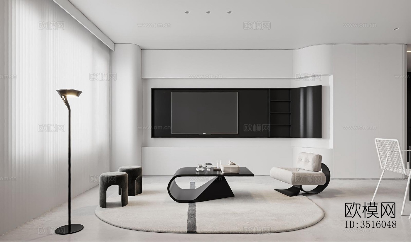 现代平层效果图下载（渲染图14）