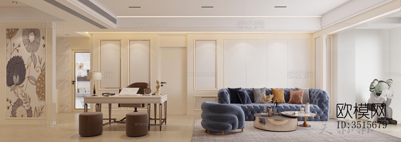 现代平层效果图下载（渲染图1）