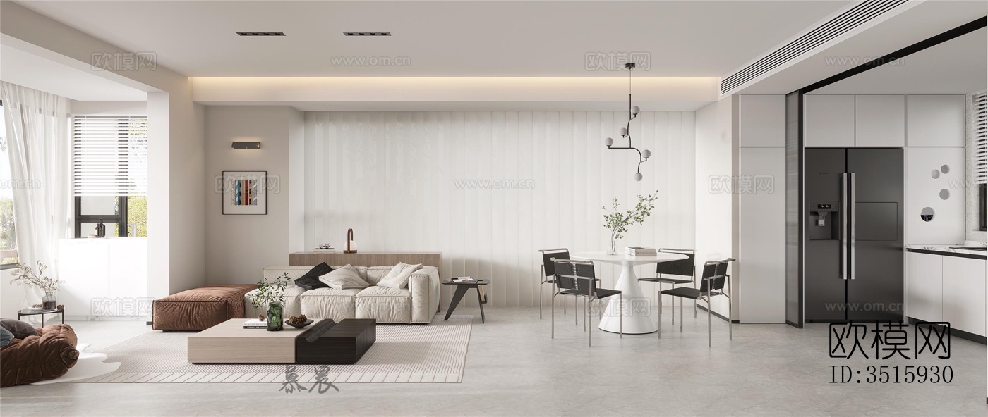 现代平层效果图下载（渲染图3）