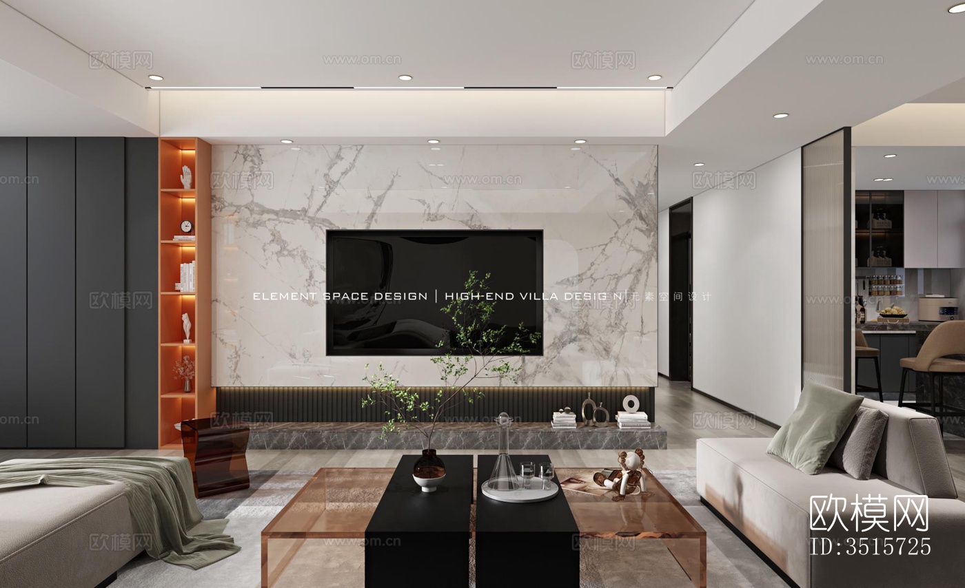 现代平层效果图下载（渲染图12）