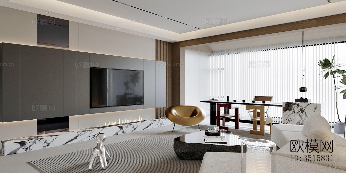 现代平层效果图下载（渲染图4）