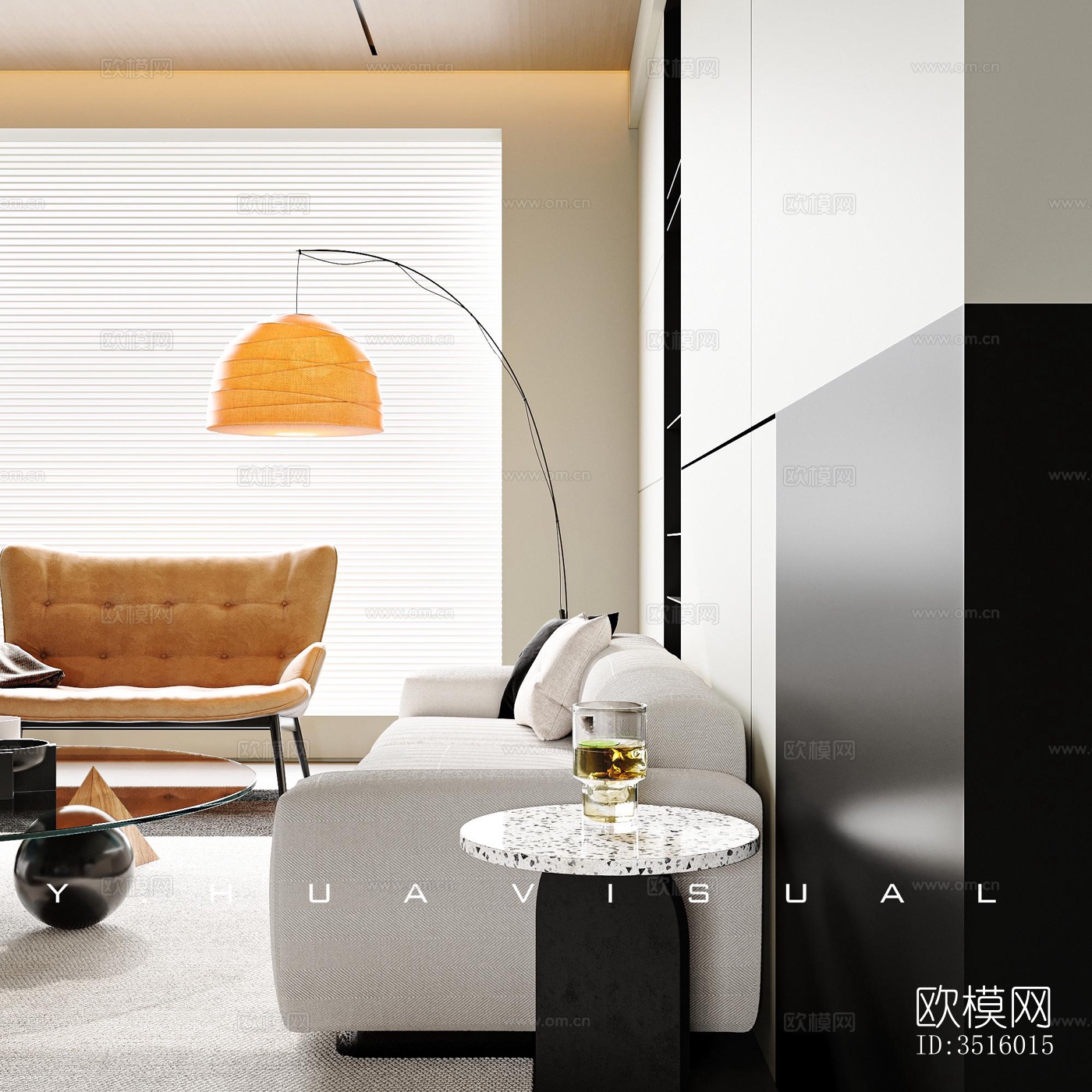 现代平层效果图下载（渲染图6）