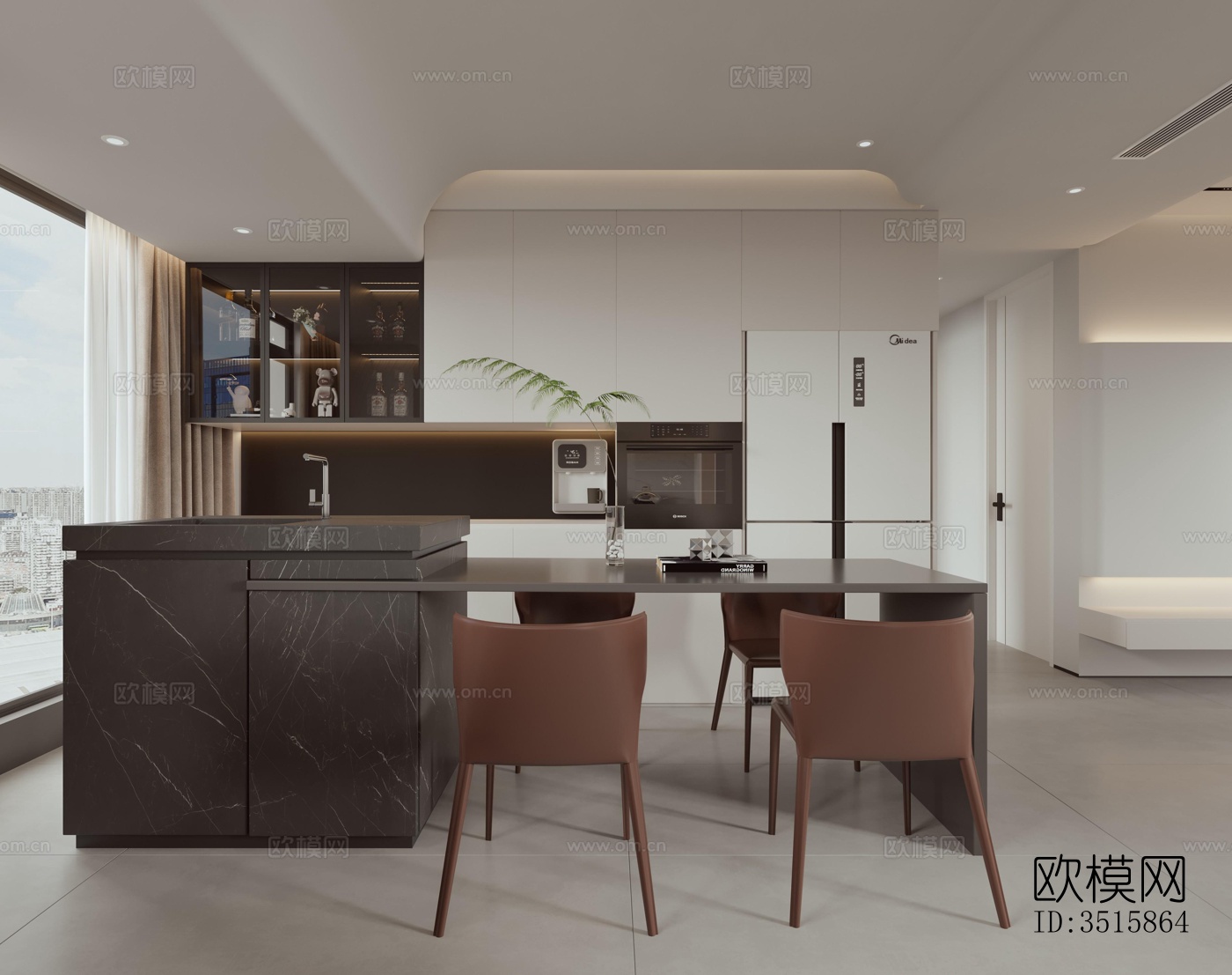 现代平层效果图下载（渲染图6）