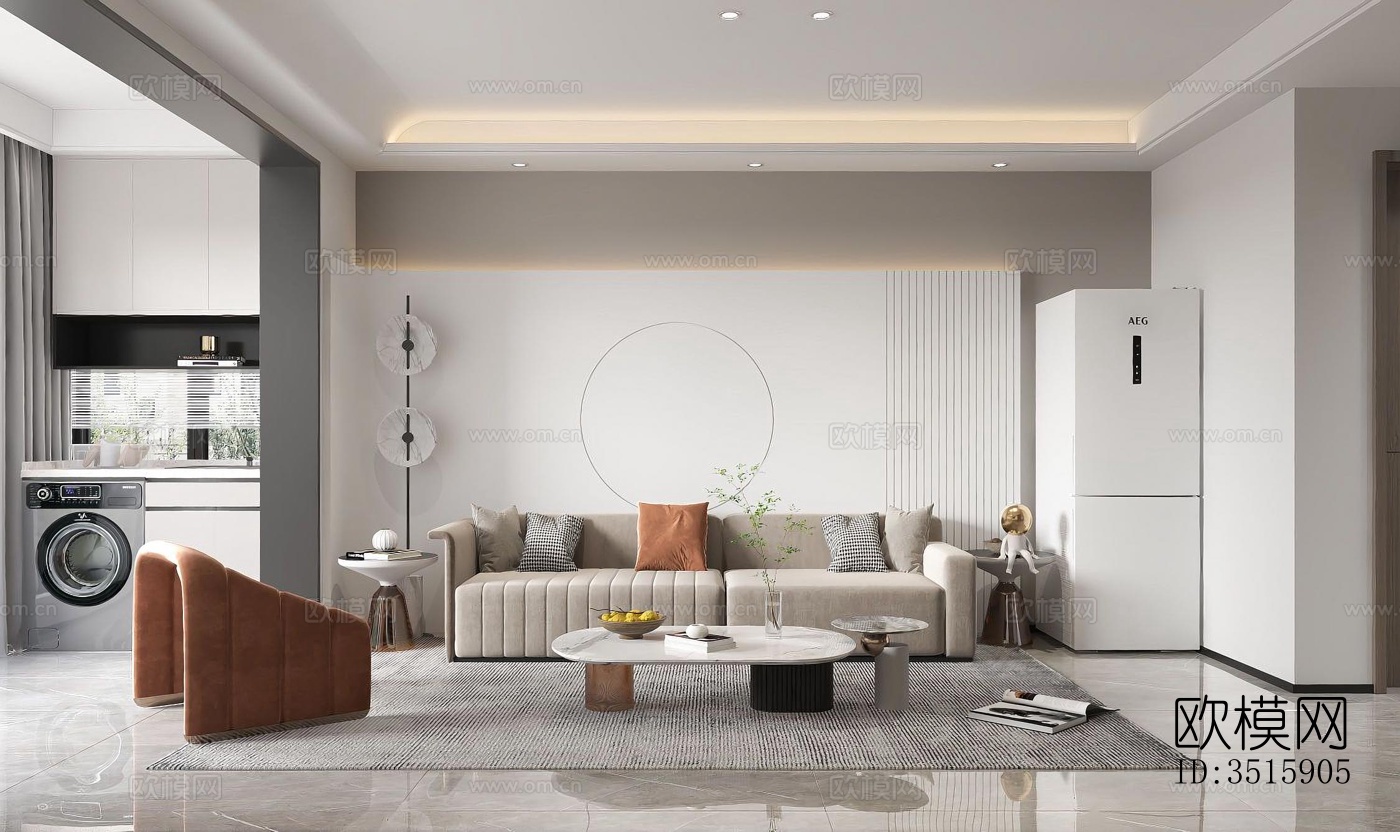 现代平层效果图下载（渲染图1）