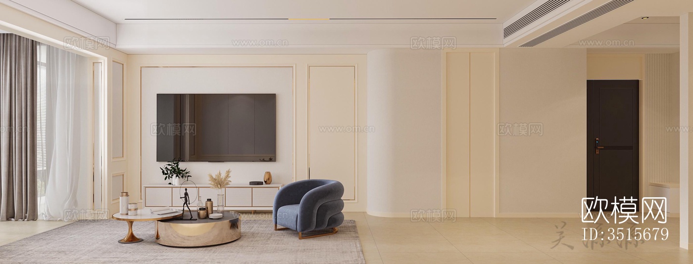 现代平层效果图下载（渲染图3）