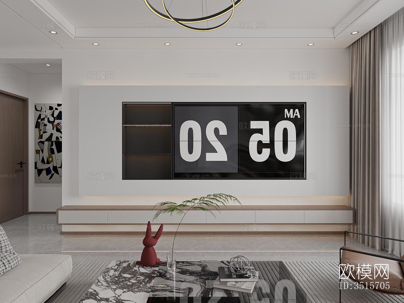 现代平层效果图下载（渲染图5）