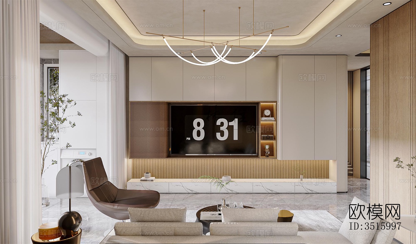 现代平层效果图下载（渲染图6）