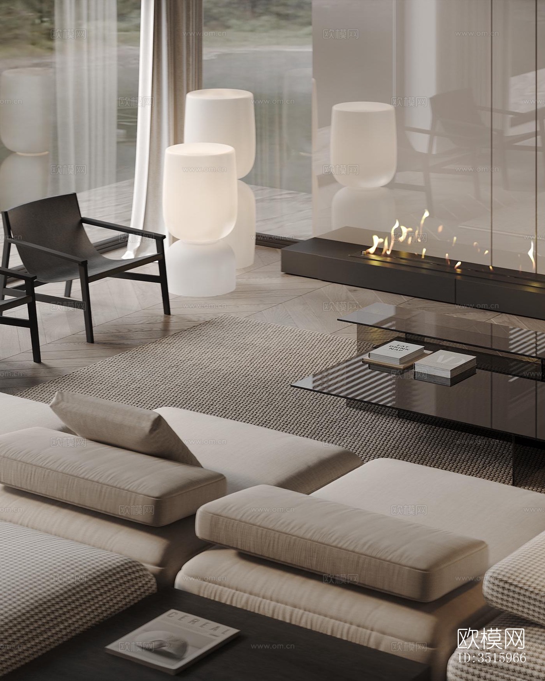 现代平层效果图下载（渲染图10）