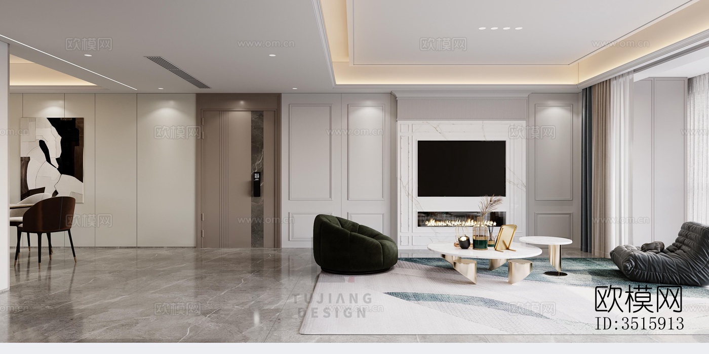 现代平层效果图下载（渲染图3）