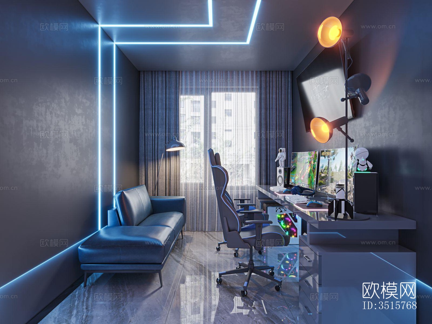 现代平层效果图下载（渲染图11）