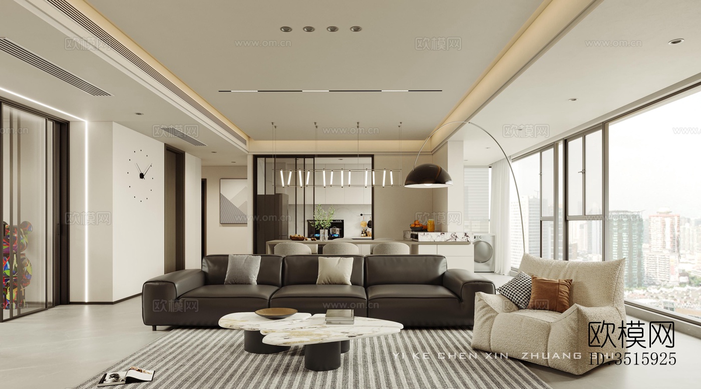 现代平层效果图下载（渲染图7）