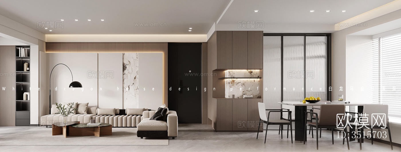 现代平层效果图下载（渲染图3）