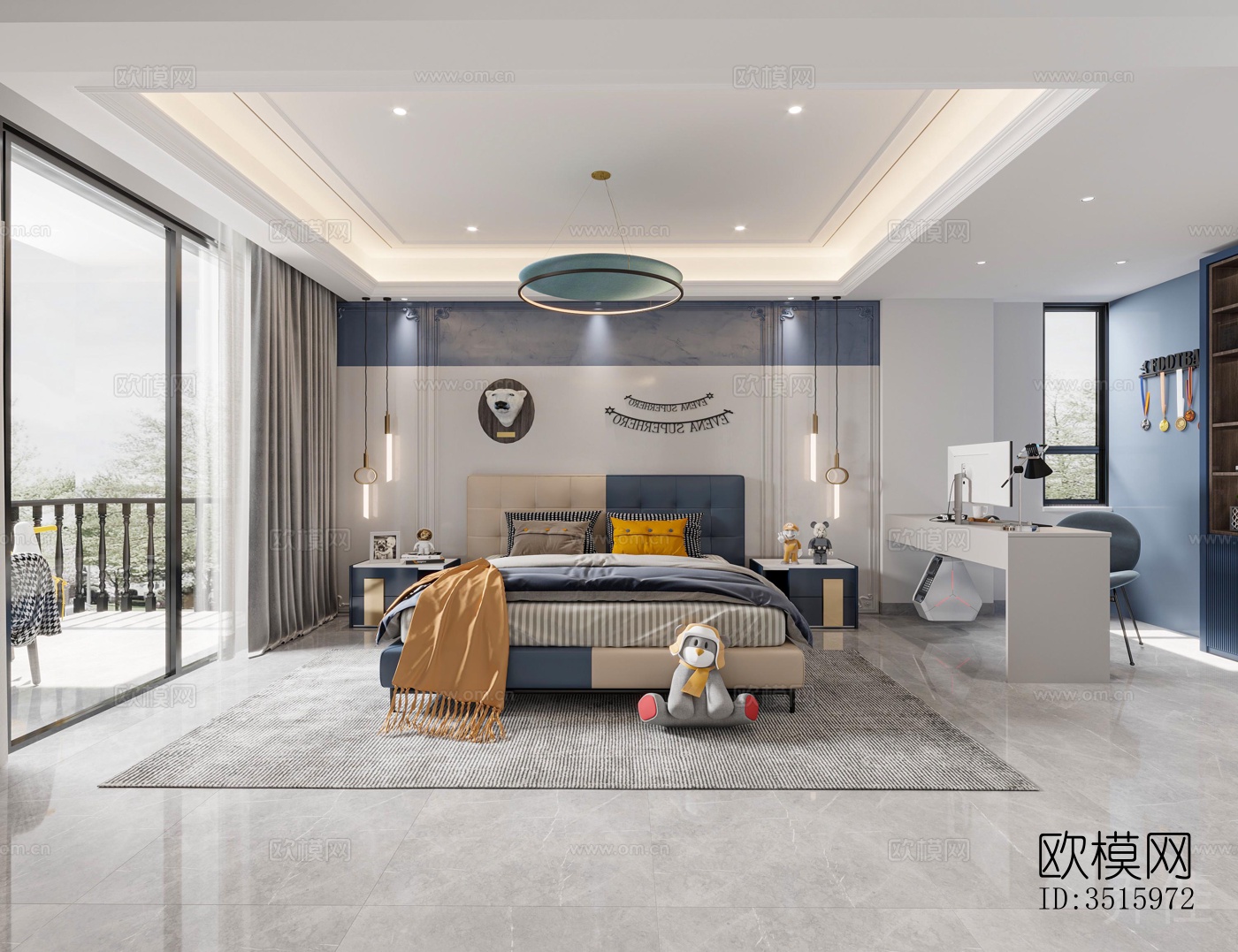 现代平层效果图下载（渲染图2）