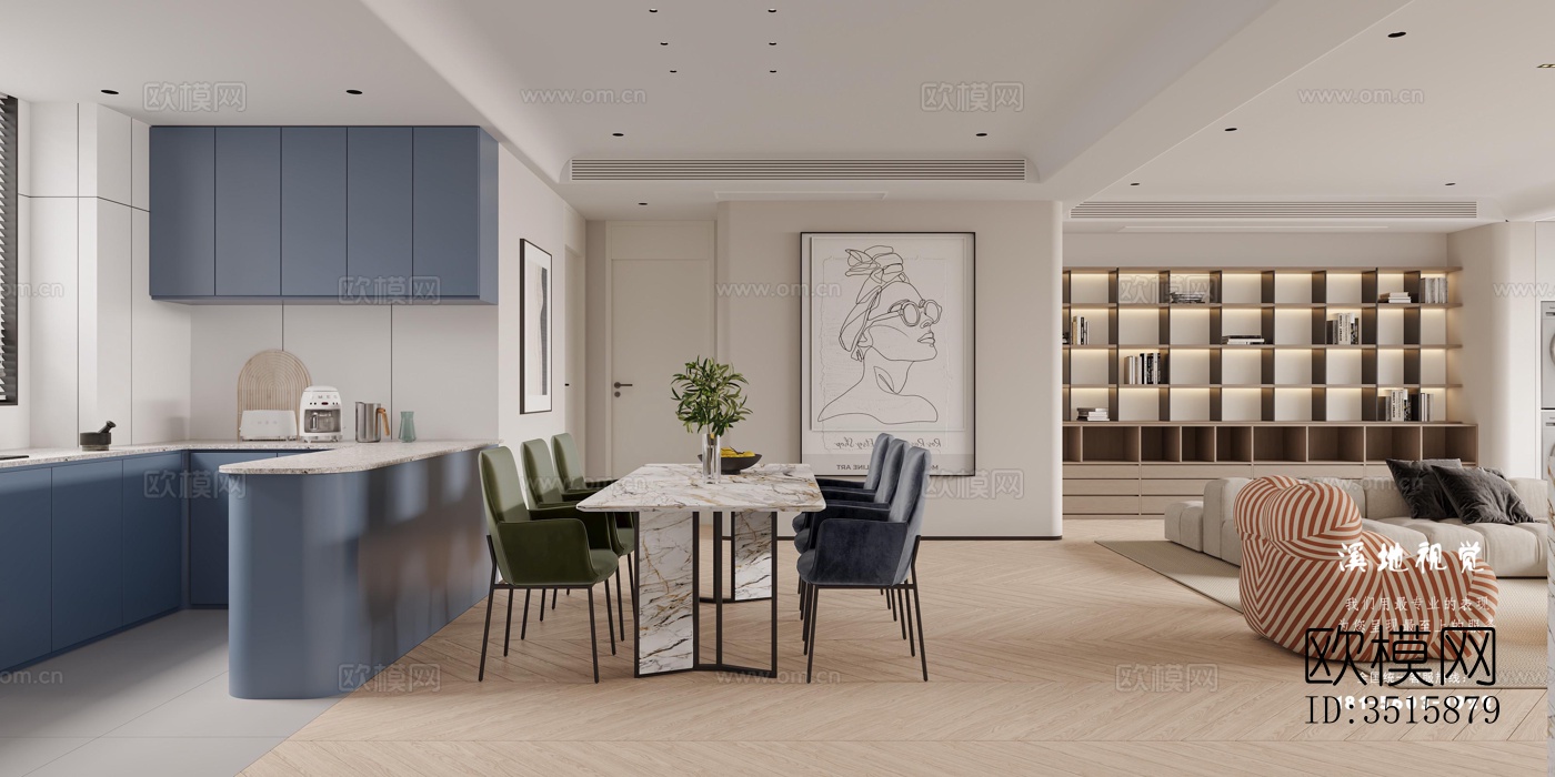 现代平层效果图下载（渲染图4）