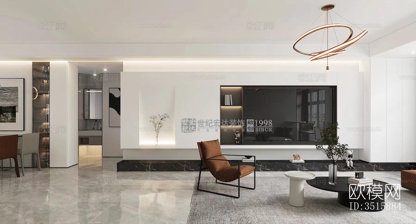 现代平层效果图下载（渲染图1）