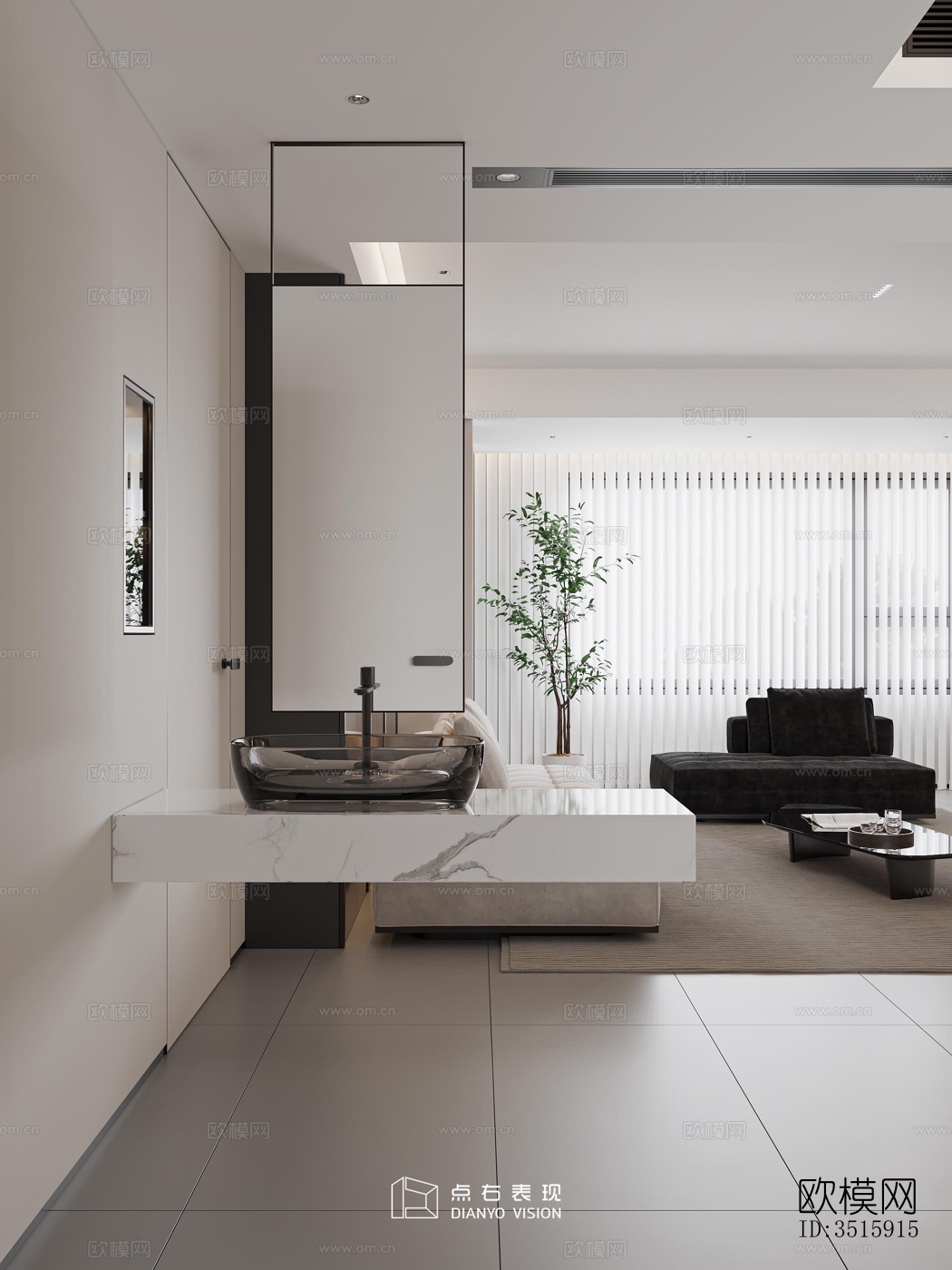 现代平层效果图下载（渲染图7）