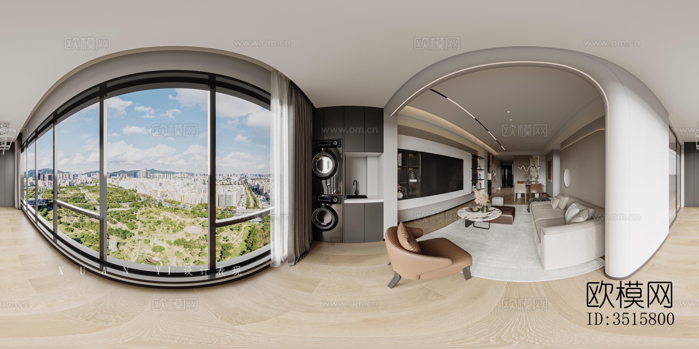 现代平层效果图下载（渲染图4）