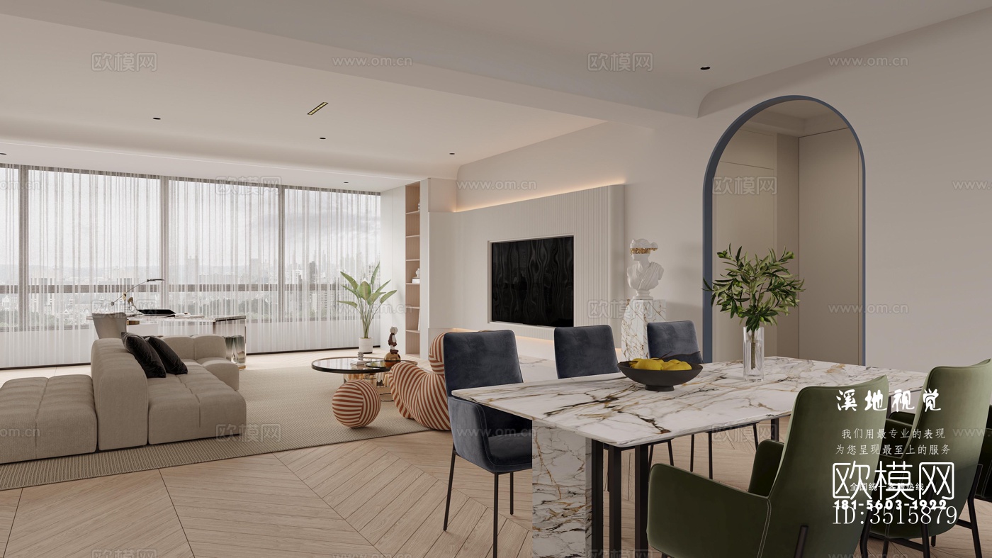 现代平层效果图下载（渲染图5）