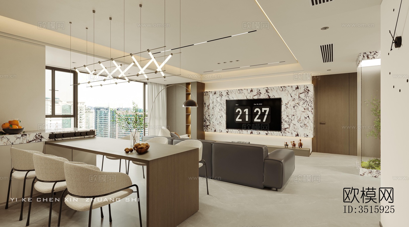 现代平层效果图下载（渲染图6）